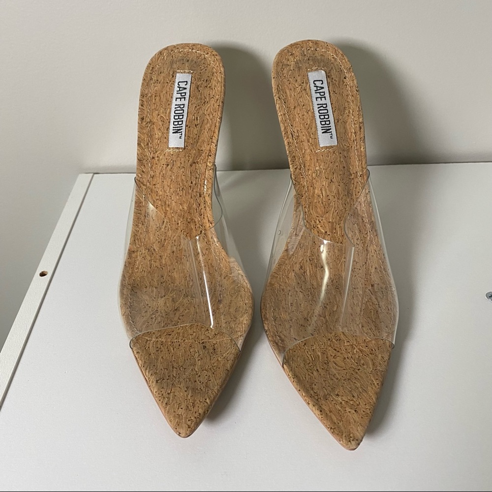 Cape Robbin Melrose PVC Cork Mules Heels 8.5 Trendy Blogger - Picture 2 of 5
